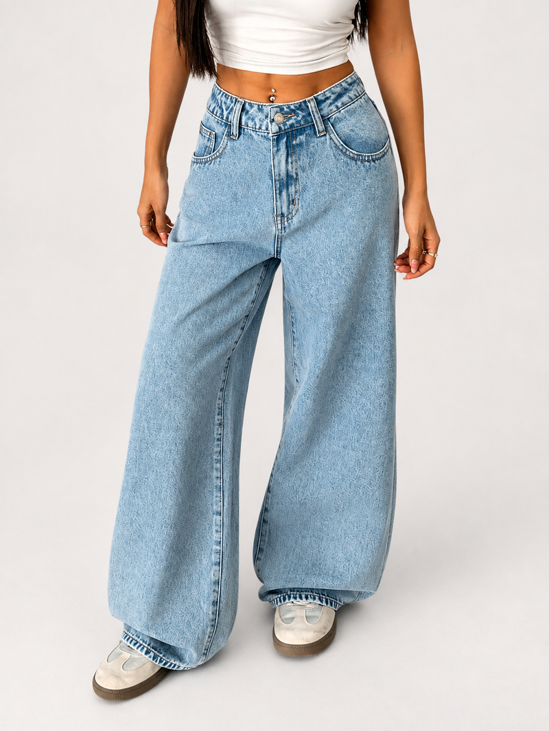 Wide Leg Casual Jeans Light Wash