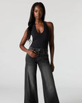 High Rise Wide Leg Washed Black