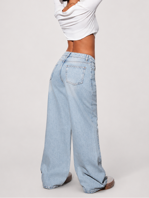 high Waist Wide Leg Washed Jeans For Casual Daily Wear Y2k