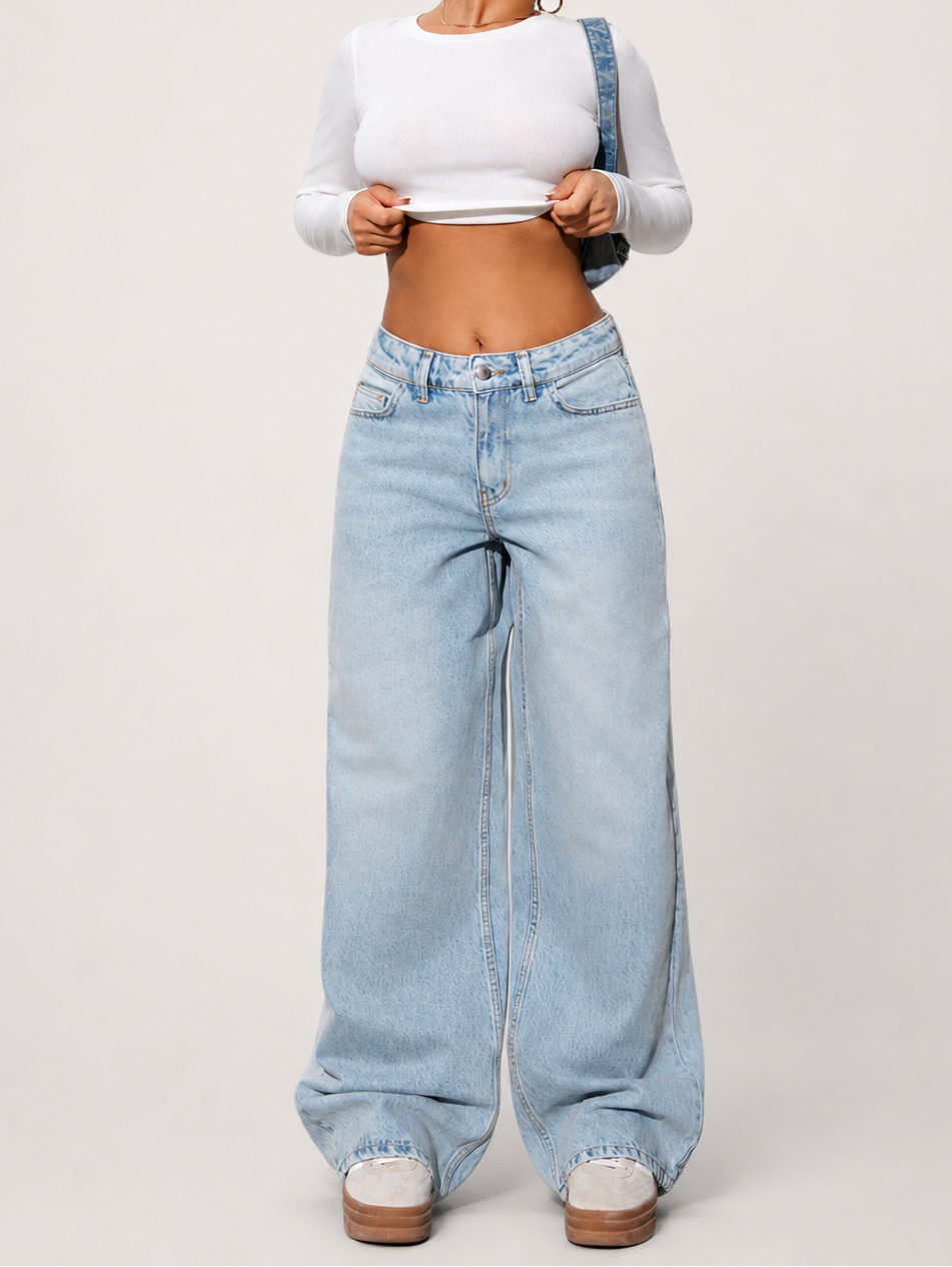 high Waist Wide Leg Washed Jeans For Casual Daily Wear Y2k