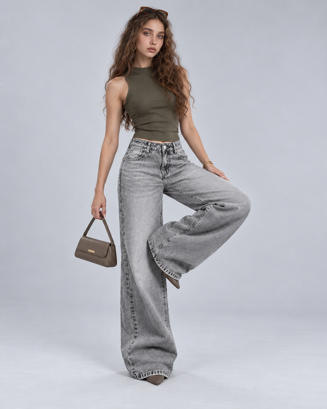 Jean Ample  Décontracté  Gris - WDE 08