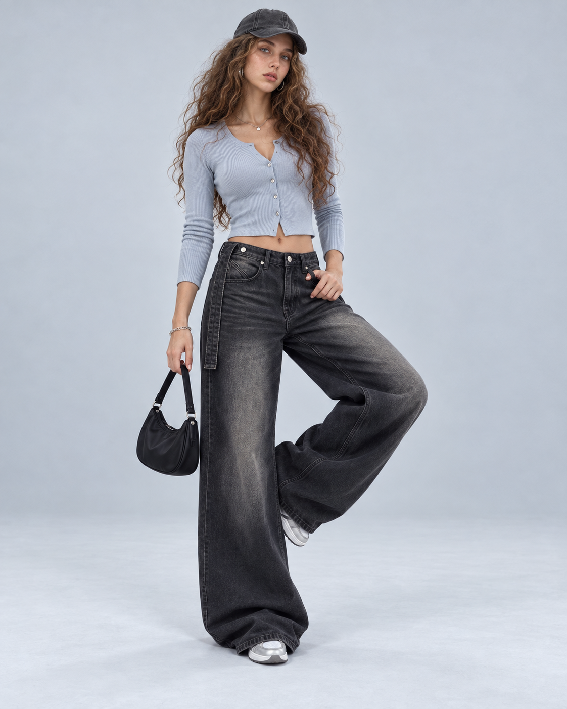 Washed Black Shadow wide leg jean - WDE 11