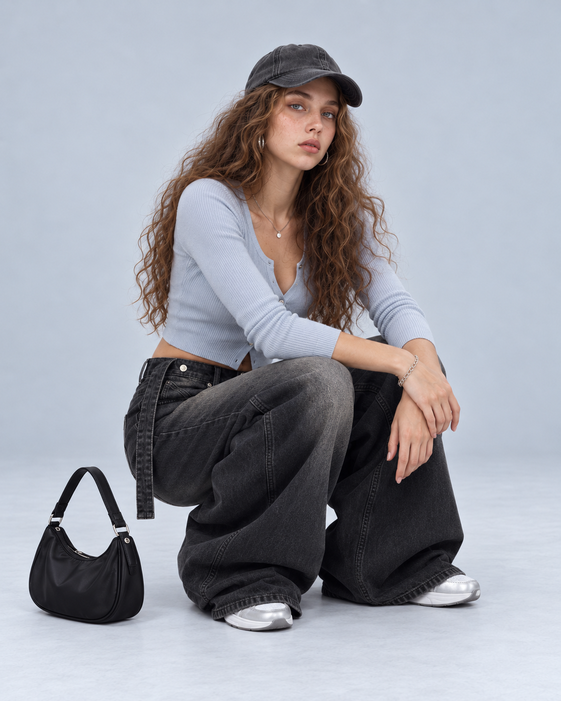 Washed Black Shadow wide leg jean - WDE 11