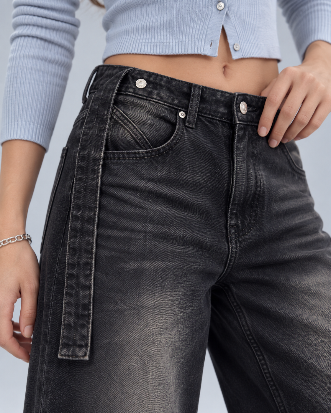 Washed Black Shadow wide leg jean - WDE 11