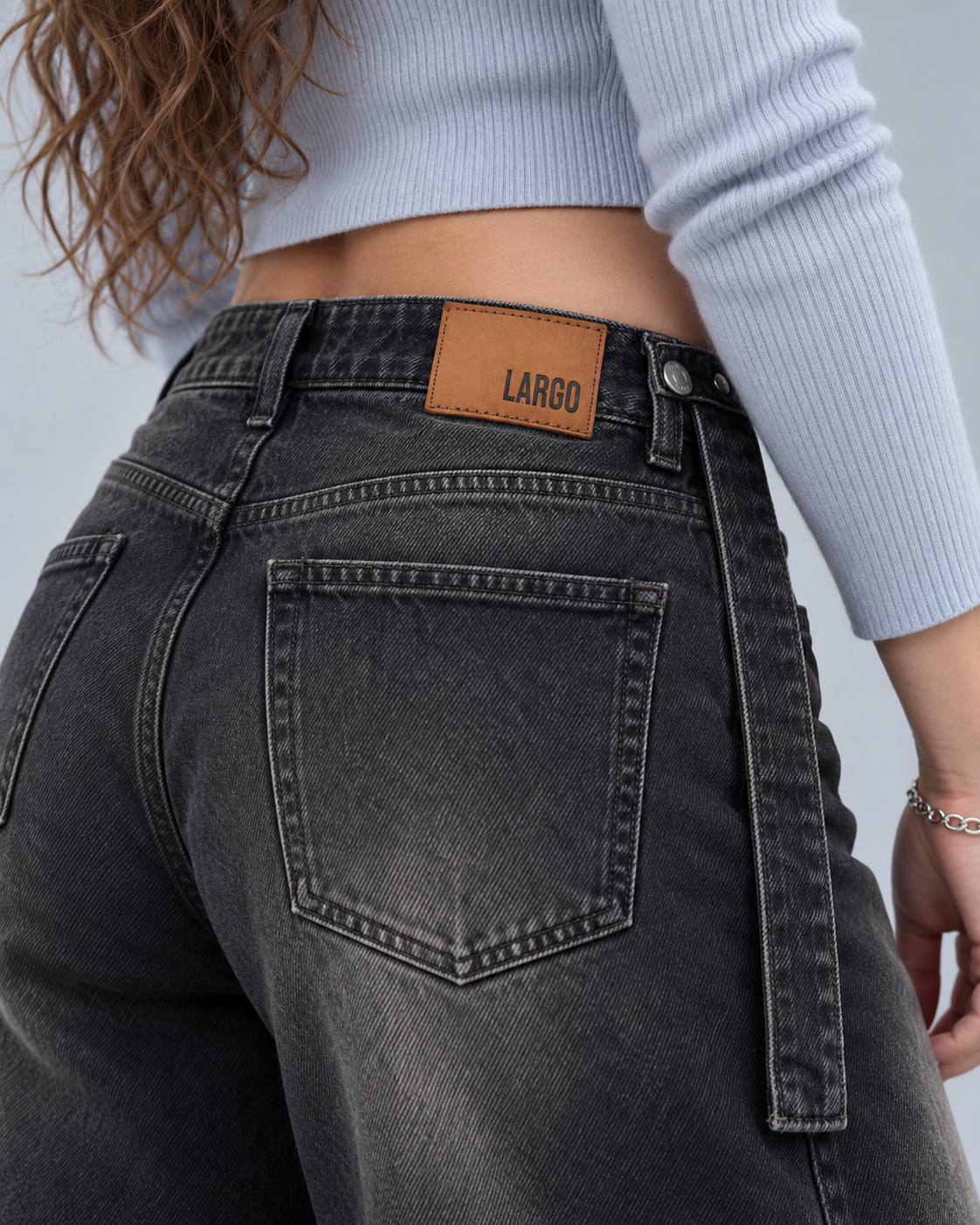 Washed Black Shadow wide leg jean - WDE 11