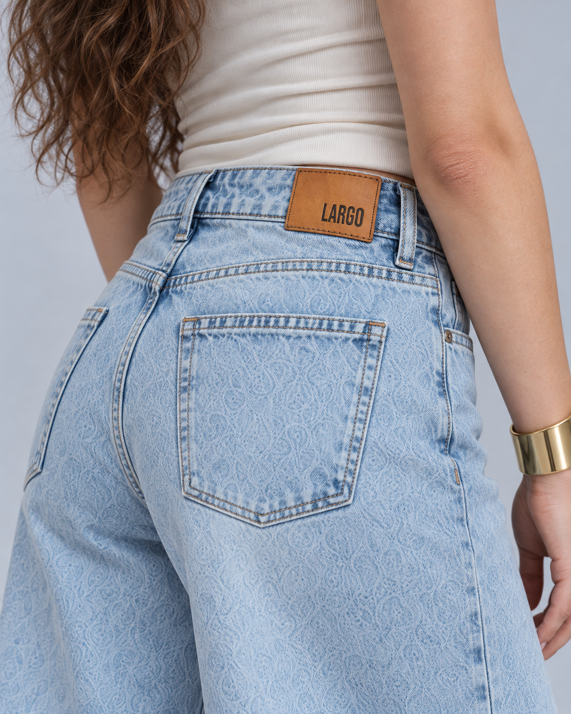 Blue Washed high Waist Wide Leg  Jeans -  WDE 07