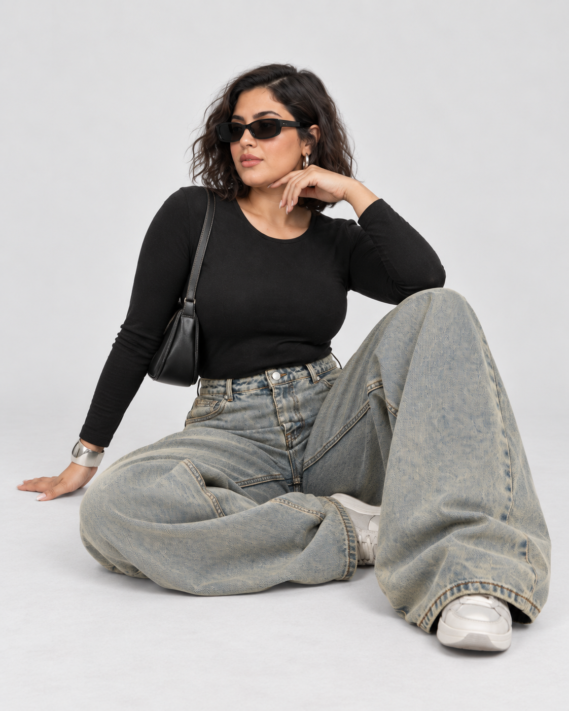 Dirty Washed Wide Leg Jeans - WDE 04