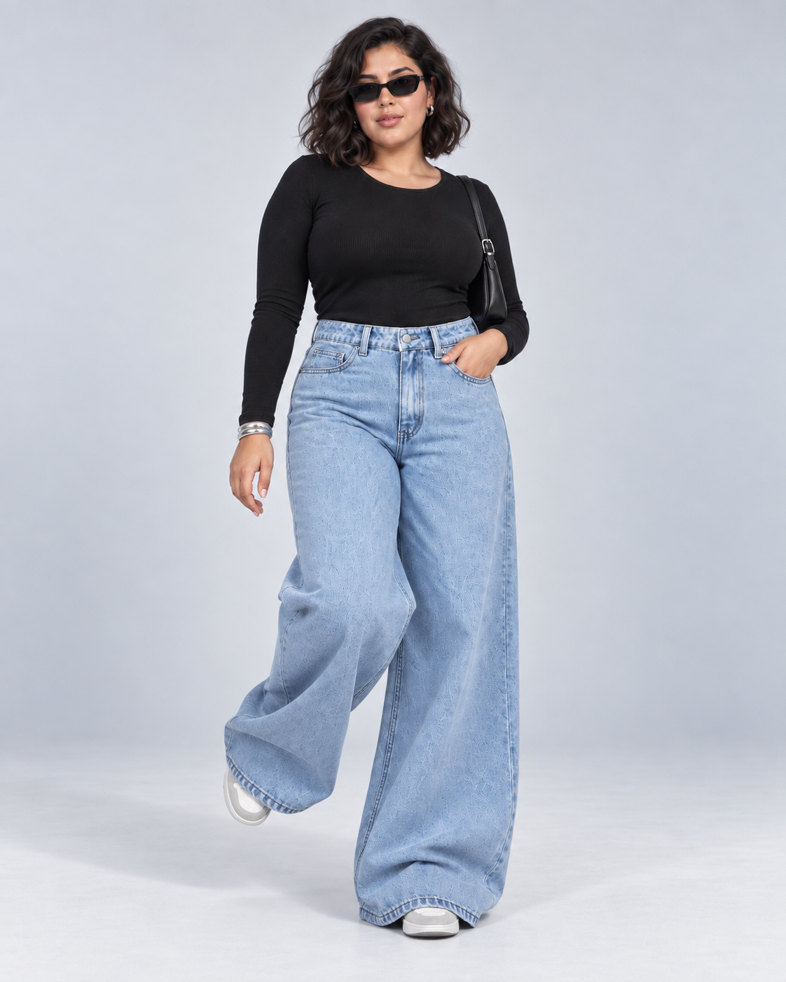Light Blue Wide Leg Casual Jeans - WDE 12