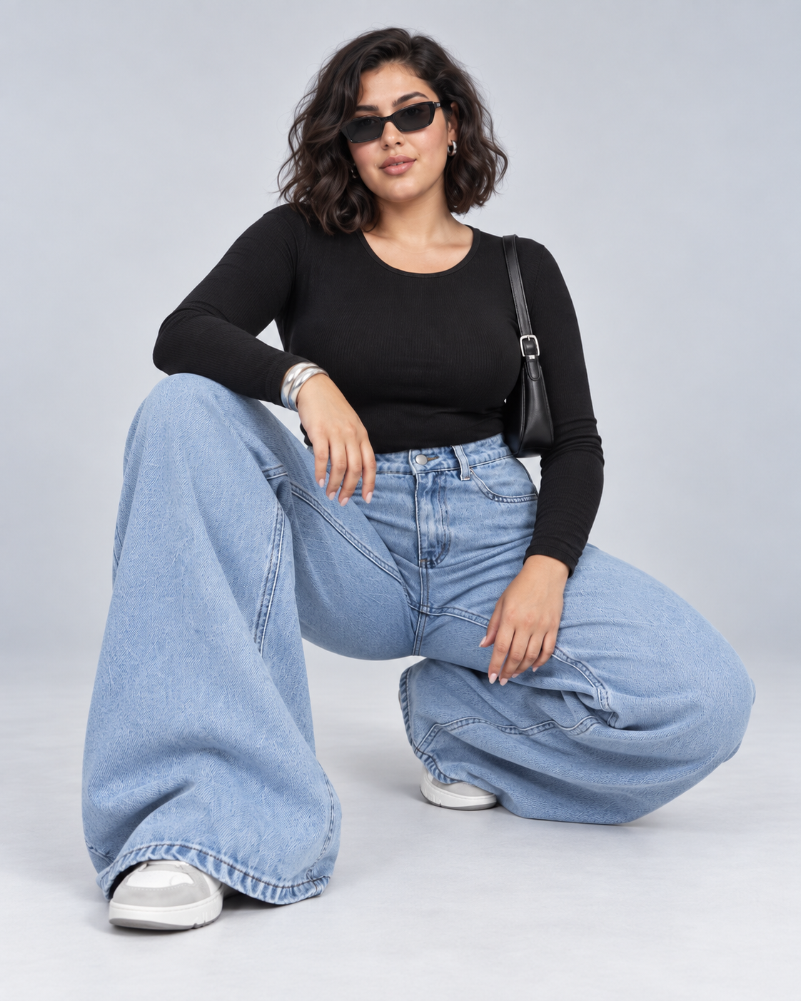 Light Blue Wide Leg Casual Jeans - WDE 12