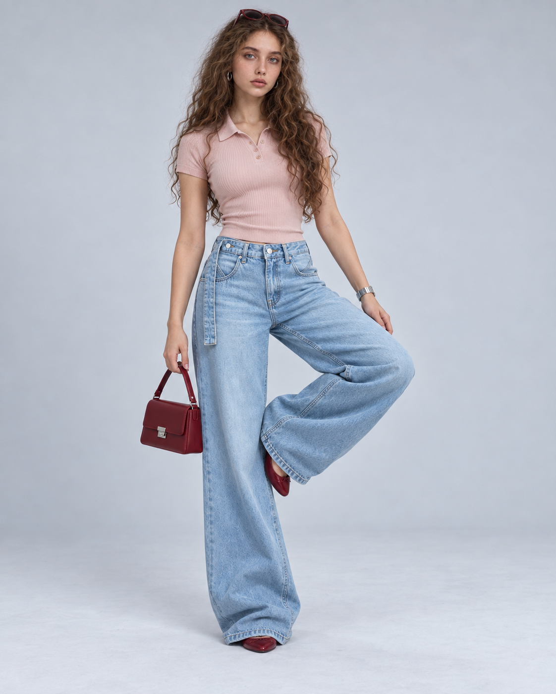 Light Blue Shadow wide leg jean - WDE 03