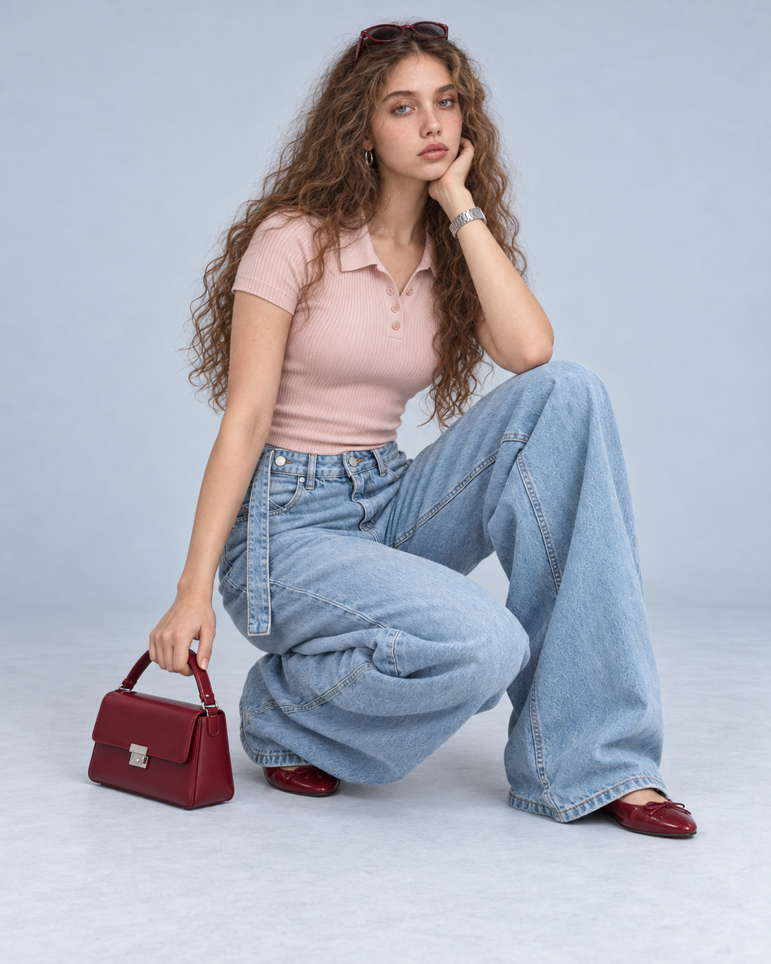Light Blue Shadow wide leg jean - WDE 03
