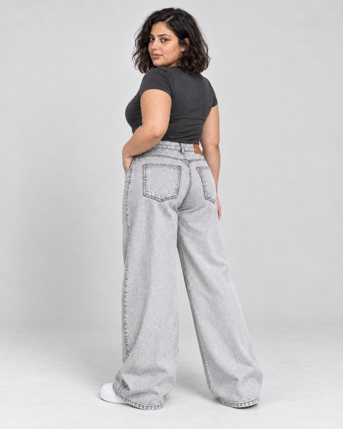 Light Grey Wide leg high waist jean - WDE 13