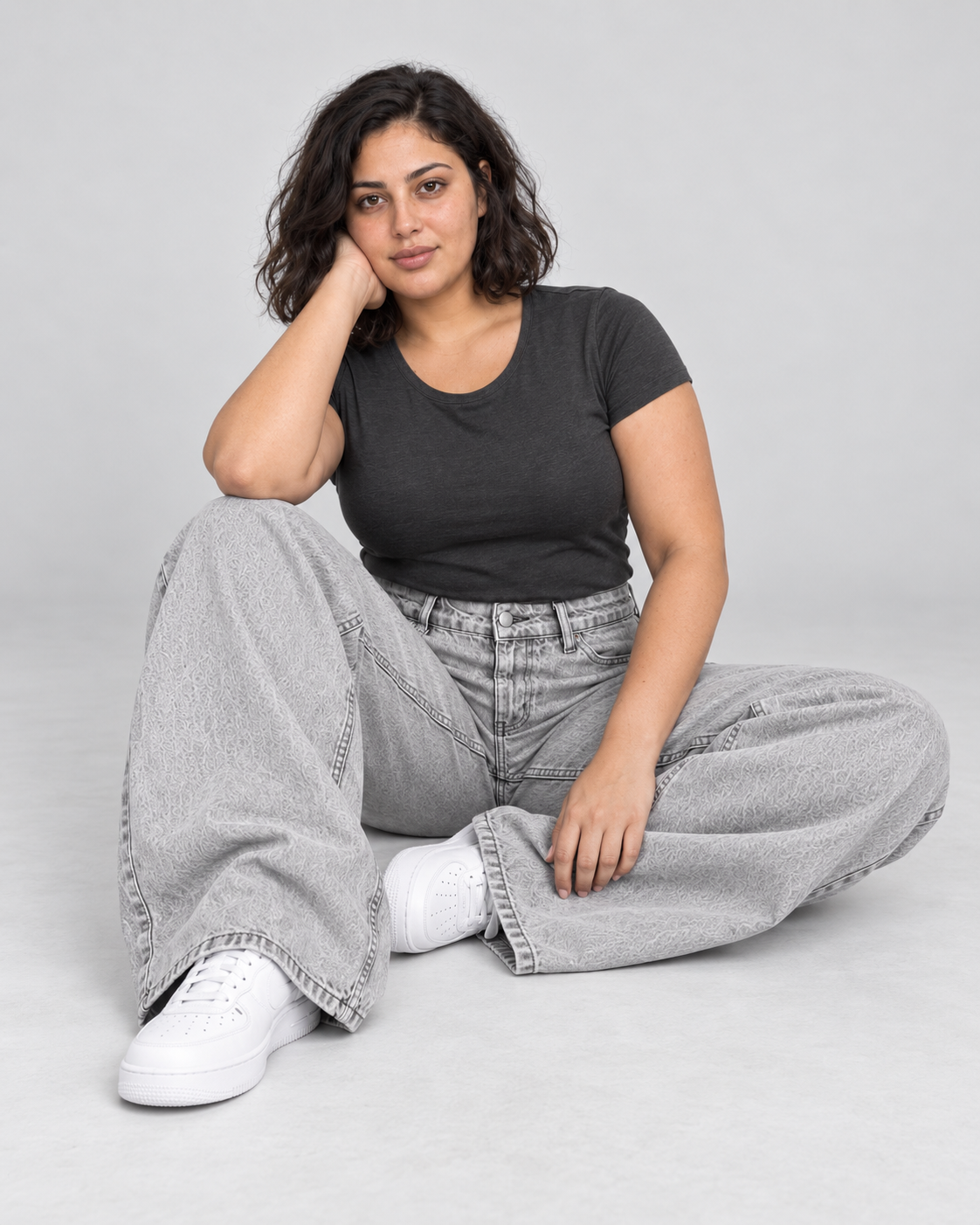 Light Grey Wide leg high waist jean - WDE 13