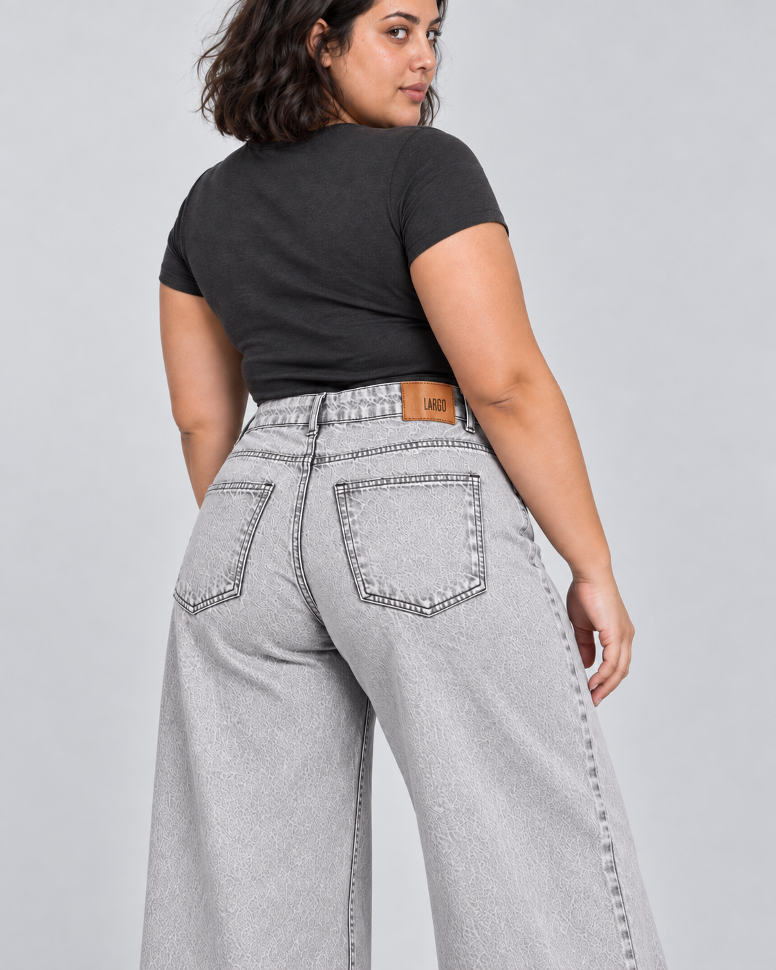 Light Grey Wide leg high waist jean - WDE 13