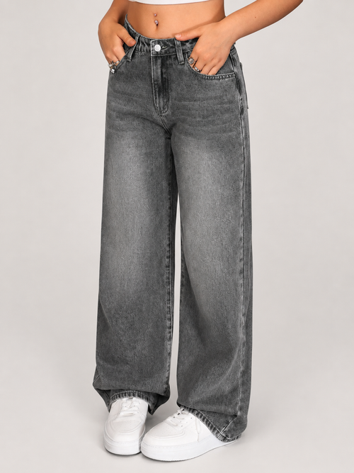 Jeans décontractés et amples - Gris  pâle
