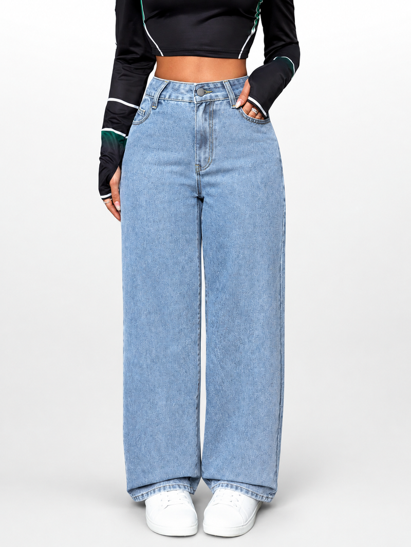 Wide Leg Casual Jeans Light Wash