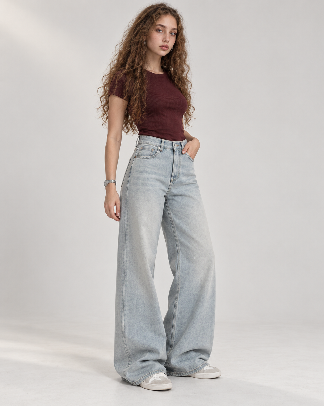 Dirty Washed Wide Leg Jeans - WDE 10