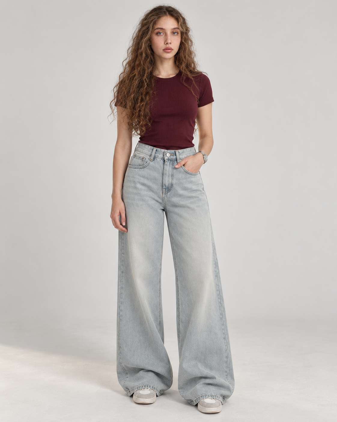 Dirty Washed Wide Leg Jeans - WDE 10