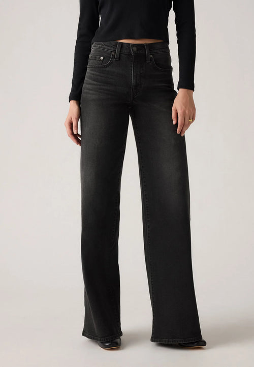 High Rise Wide Leg Washed Black